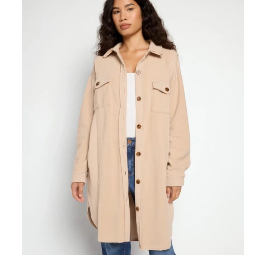 Fleece Longline Shacket - Picture 1 of 3